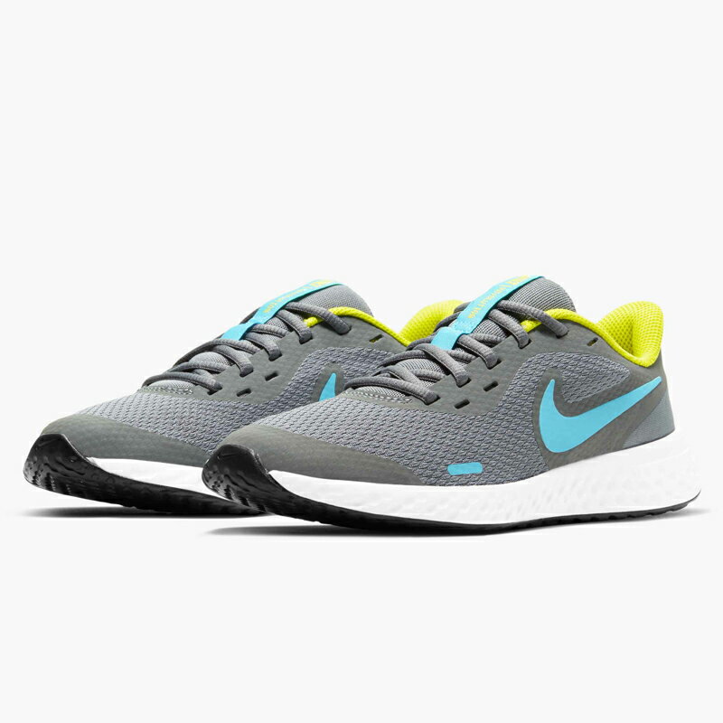 ジュニア スニーカー ランニングシューズ キッズ 22.5-25cm 子供靴 ナイキ NIKE レボリューション5 GS/ひも靴 スポーツ 運動 グレー 運動靴/BQ5671-019