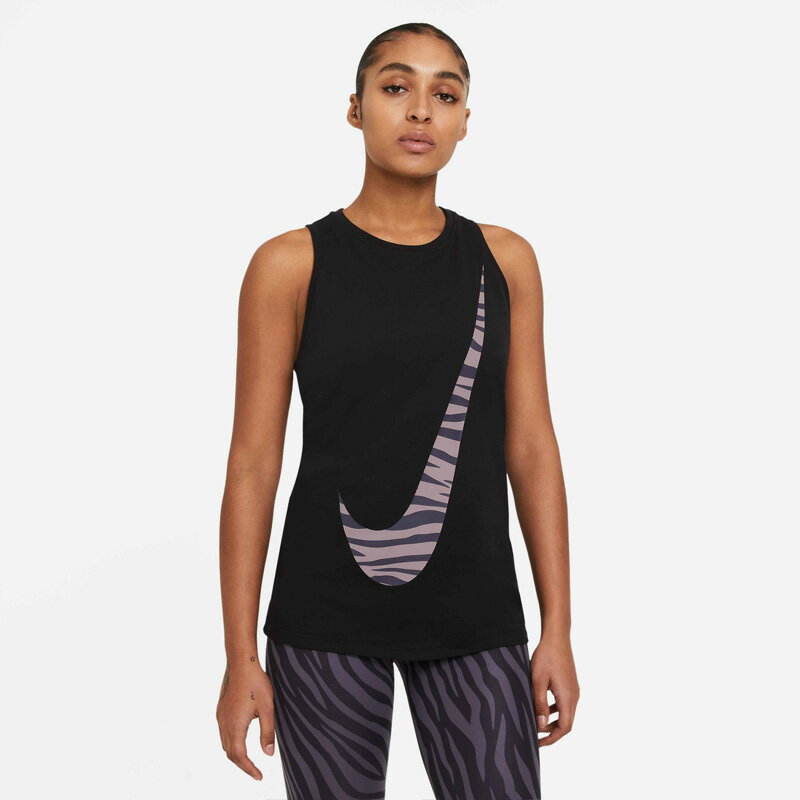 タンクトップ ノースリーブ Tシャツ レディース ナイキ NIKE DRIーFIT DFC アイコンクラッシュ タンク/スポーツウェア トレーニング 女性 ビッグロゴ ゼブラ柄 ブラック ランニング トップス/DB9800-010