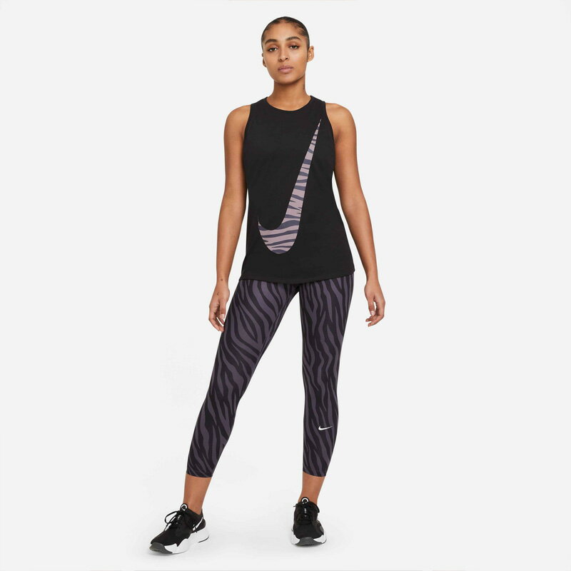 タンクトップ ノースリーブ Tシャツ レディース ナイキ NIKE DRIーFIT DFC アイコンクラッシュ タンク/スポーツウェア トレーニング 女性 ビッグロゴ ゼブラ柄 ブラック ランニング トップス/DB9800-010