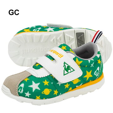 キッズ ベビー スニーカー シューズ 13-18.0cm 子供靴/ルコック le coq sportif モンペリエ IV NY ART F/軽量 総柄 メッシュ 男の子 女の子 靴 ベルクロ かわいい くつ/QL5RJC04