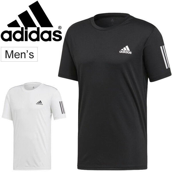 Tシャツ 半袖 メンズ アディダス adidas スリーストライプス CULB TE/スポーツウェア テニスシャツ 男性 ソフトテニス クルーネック 練習 トレーニング 部活 ブラック ホワイト トップス/ FRW68【取寄】