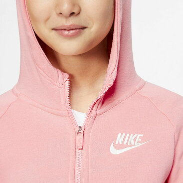 スウェット 長袖 パーカー キッズ 女の子 ジュニア 子供服 ナイキ NIKE YTH ガールズ フルジップフーディ 裏フリース スポーツウェア 130-160cm スエット アウター 女児 普段使い ピンク 上着 羽織/BV2712-697【FLs19n】