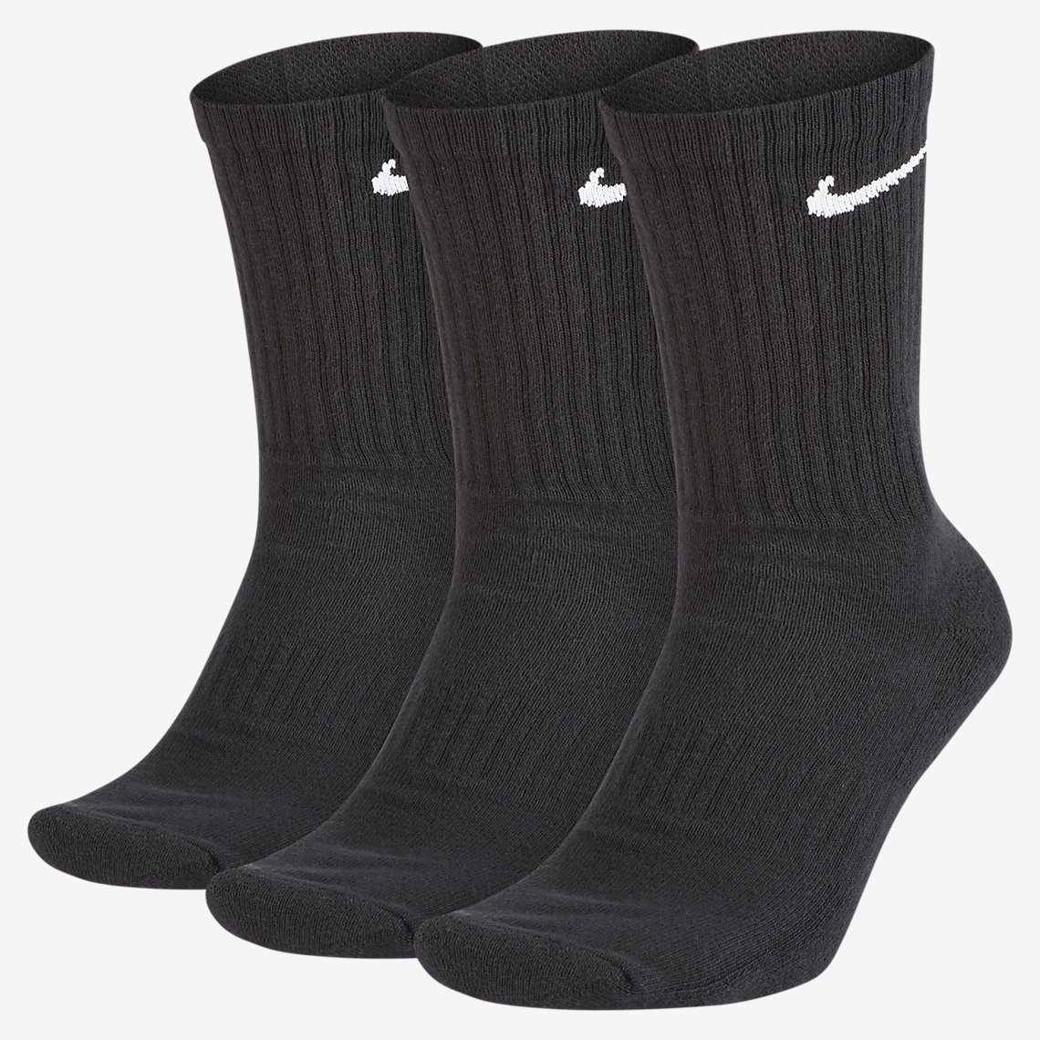 ソックス 3足セット 靴下 メンズ レディース キッズ ナイキ NIKE 3P エブリデイ クッション クルーソックス 3足組 スポーツ トレーニング 通学 スクール 黒 ブラック 普段使い/ SX7664-010