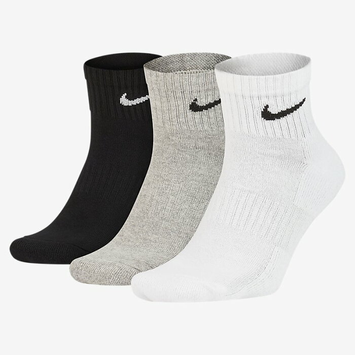 ソックス 3足セット 靴下 メンズ レディース キッズ ナイキ NIKE 3P エブリデイ クッション アンクル ソックス 3足組 スポーツ クォーター 通学 スクール 普段使い/SX7667-901