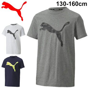 キッズ Tシャツ 半袖 ジュニア 男の子 女の子 子供服 プーマ PUMA ACTIVE SPORTS グラフィック TEE/スポーツウェア 130-160cm ビッグロゴ クルーネック 半袖シャツ 運動 通学 部活動 普段着 トップス/582913