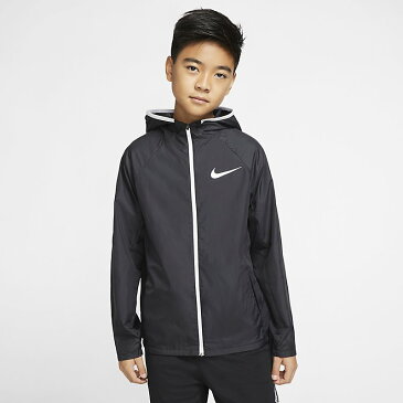 ウィンドブレーカー キッズ 男の子 女の子 子供服 ナイキ NIKE ジュニア YTH ウーブンジャケット 裏メッシュ /スポーツウェア 130-160cm アウター ウインドブレイカー 防風 ウィンドジャケット フルジップ フード付き ブラック 普段使い 通園通学 上着/CJ7820-010