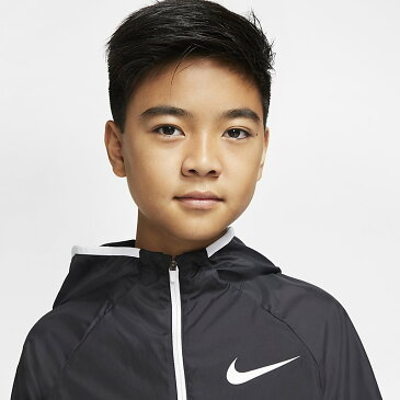 ウィンドブレーカー キッズ 男の子 女の子 子供服 ナイキ NIKE ジュニア YTH ウーブンジャケット 裏メッシュ /スポーツウェア 130-160cm アウター ウインドブレイカー 防風 ウィンドジャケット フルジップ フード付き ブラック 普段使い 通園通学 上着/CJ7820-010
