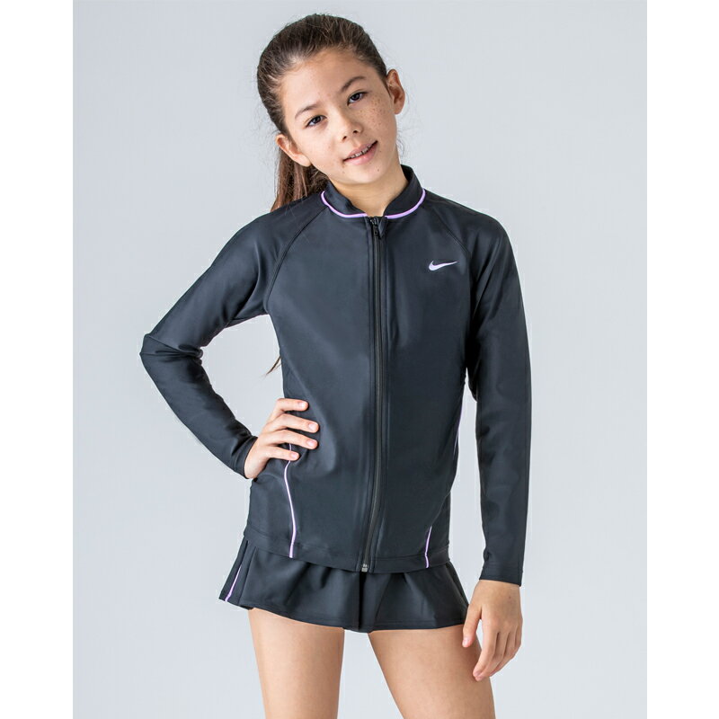 キッズ ラッシュガード 長袖 水着 女の子 子ども ナイキ NIKE GIRLS ロングスリーブ フルジップ 子供用 120-160サイズ 日焼け対策 紫外線対策 UVカット スイムウェア 水泳 スイミング プール 海水浴/1981907-12【返品不可】のサムネイル