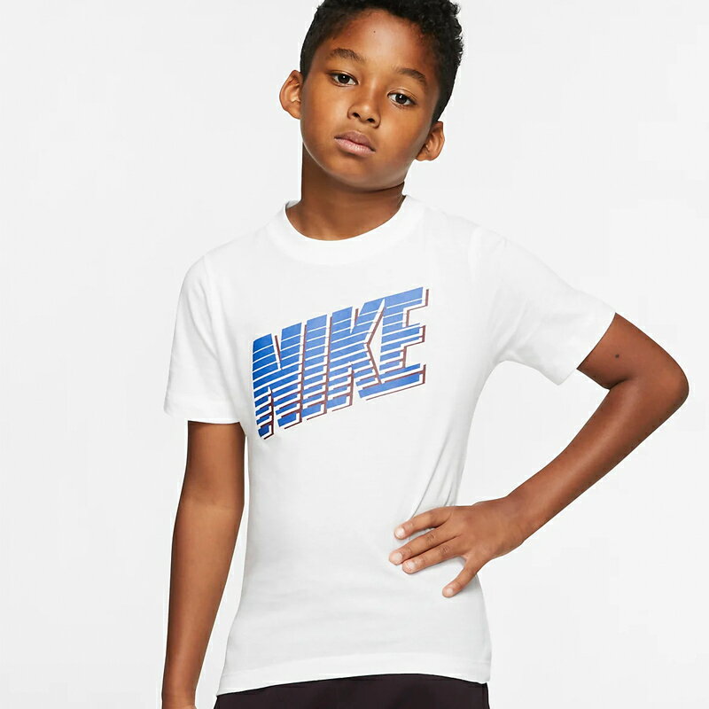 キッズ Tシャツ 半袖 男の子 女の子ジュニア ナイキ NIKE YTH ブロック ナイキ Tee/スポーツウェア 子供服 130-160cm 白 ホワイト ロゴT 普段使い トップス/CU4570-100のサムネイル