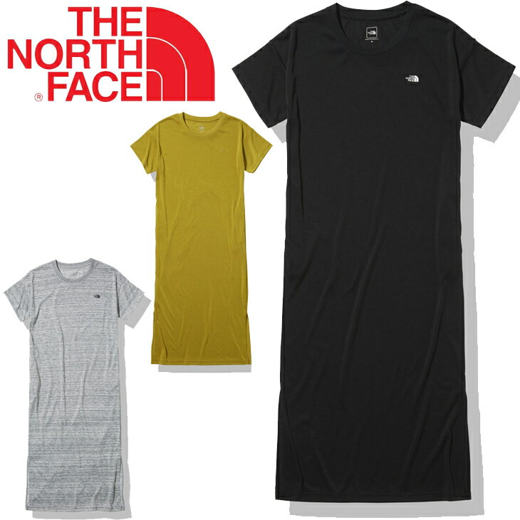 Tシャツ ワンピース 半袖 ノースフェイス THE NORTH FACE ワンピースクルー/ドレス 膝下丈 サイドスリット アウトドアウェア リラックス 普段使い 女性 部屋着 トップス/NTW32145のサムネイル