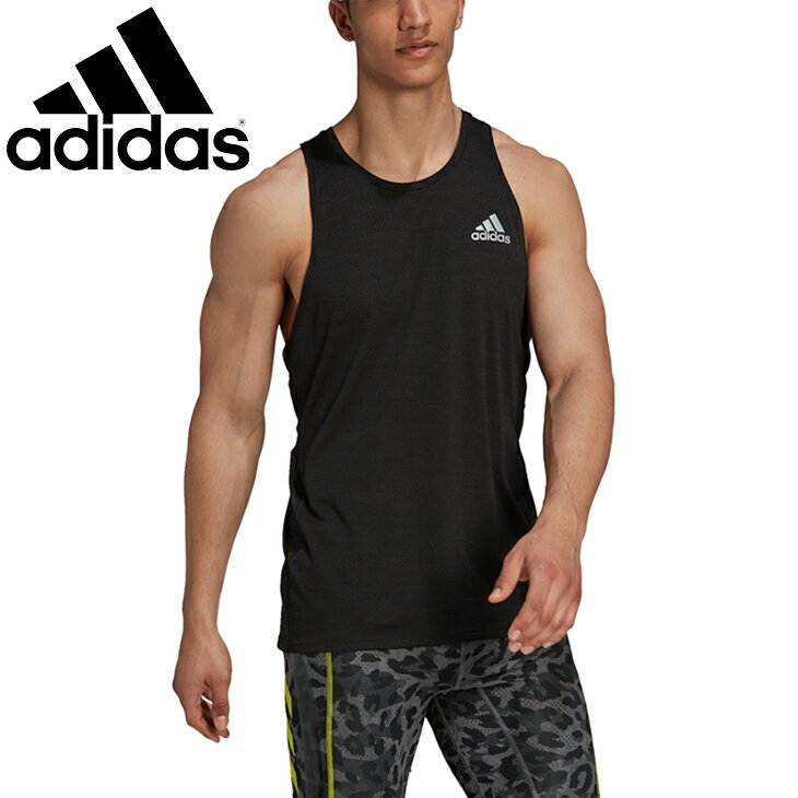 タンクトップ メンズ ランニングシャツ/アディダス adidas ADI RUNNER SGL/スポーツウェア ジョギング トレーニング スリーブレス 男性 袖なし 黒 ブラック トップス ジム 家トレ/HAN87