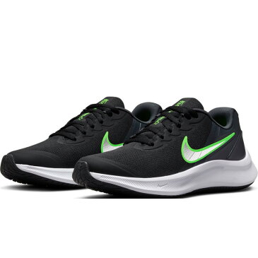 ジュニア スニーカー キッズシューズ 22.5-25.0cm子供靴/ナイキ NIKE スターランナー3 GS ひも靴 男の子 女の子 小学生 運動靴 カジュアル 黒 ブラック くつ/DA2776-006