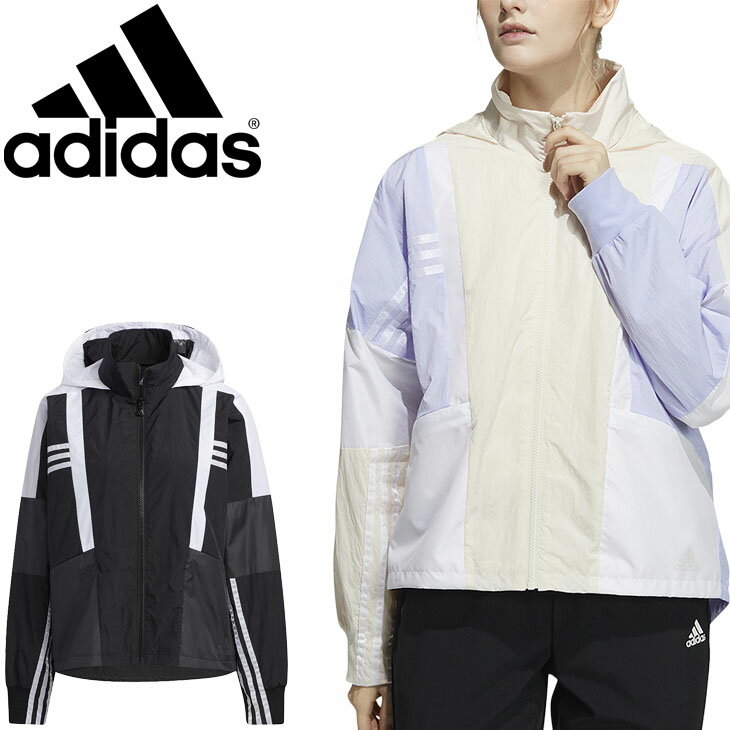 送料無料 ウィンドブレーカー ジャケット レディース アウター/アディダス adidas W STR カラーブロック WIND 裏メッシュ/トレーニング 女性 上着 カジュアル スポーツウェア ウインドブレイカー/KMH15【a20Qpd】