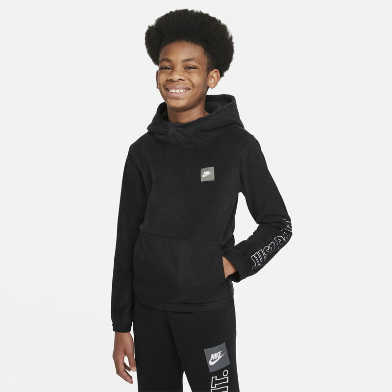 ジュニア フリース スウェット 130-160cm 子供服/ナイキ NIKE YTH NSW JDI WZ ジャケット MNSW/プルオーバーパーカー スポーツウェア 子ども ブラック 黒 トップス/DJ5510-010