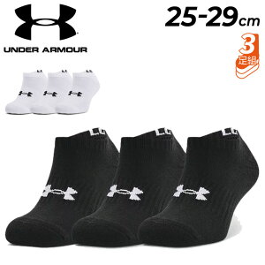 靴下 3足組ソックス くるぶし丈 メンズ 25-29cm アンダーアーマー UNDER ARMOUR UAコア ノーショー ソックス 3足セット/トレーニング ジム スポーツ 黒 白 ブラック ホワイト 男性 くつした/1363241