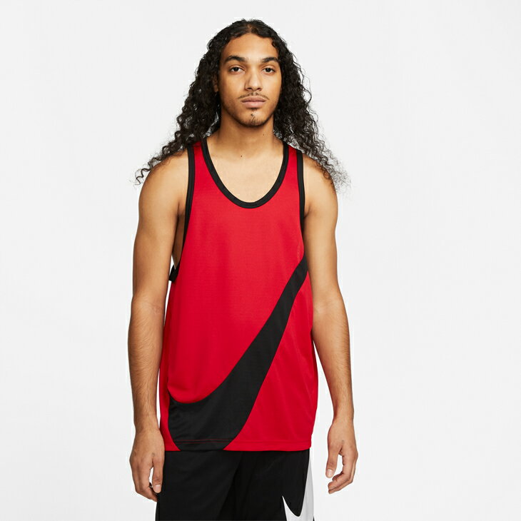 ナイキ タンクトップ  メンズ タンクトップ メンズ ナイキ NIKE Dri-FIT ジャージ/バスケットボール スポーツウェア 練習着 バスケシャツ 男性 ビッグロゴ 赤 レッド トップス/DH7133-657