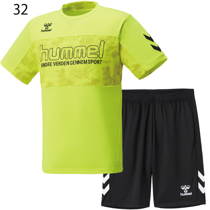 トレーニングウェア 上下 メンズ セットアップ/ヒュンメル hummel 半袖Tシャツ ハーフパンツ 上下組/スポーツウェア 吸汗速乾 UVカット サッカー ランニング ジム 男性 2点セット/HAP4156-HAP2081P