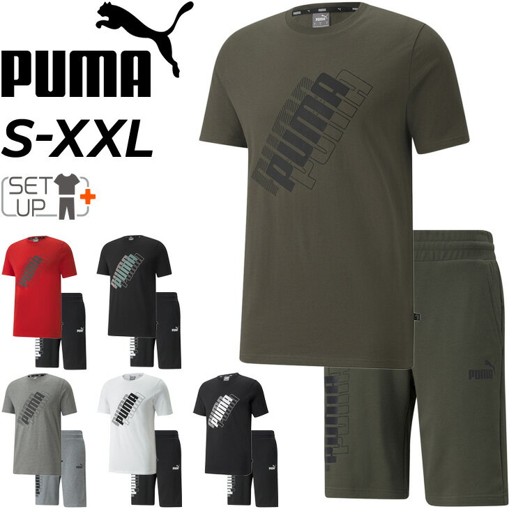 スポーツウェア 上下 メンズ セットアップ /プーマ PUMA Power LOGO 半袖Tシャツ ハーフパンツ/トレーニング ジム 上下組 男性 普段使い 2点セット/849600-849525