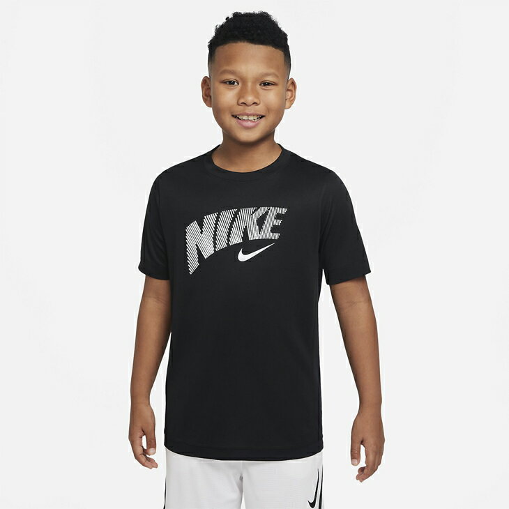 キッズ 半袖 Tシャツ 130-160cm 男の子 子供服/ナイキ NIKE YTH DF トロフィーグラフィック S/S トップ/子ども スポーツウェア カジュアル 男児 黒 ブラック ボーイズ トップス/DM8533-010