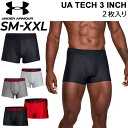 ボクサーパンツ 2枚入り メンズ アンダーウェア 下着/アンダーアーマー UNDERARMOUR UAテック 3インチ 2枚セット/ボクサーブリーフ 男性 抗菌防臭/1358555