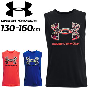 タンクトップ キッズ ジュニア 130-160cm 子供服 アンダーアーマー UNDER ARMOUR/子ども スポーツウェア ノースリーブ Tシャツ トップス 吸汗速乾 トレーニング ビッグロゴ/1370213