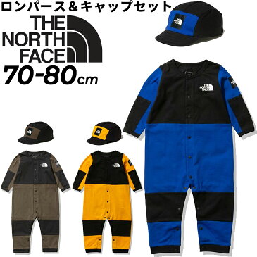 送料無料 ノースフェイス ベビーウェア ロンパース 帽子 2点セット THE NORTH FACE 巾着袋入り ベビー服 70cm 80cm 赤ちゃん カバーオール 男の子 女の子 子ども かわいい プレゼント ギフト 贈り物/NTB12201