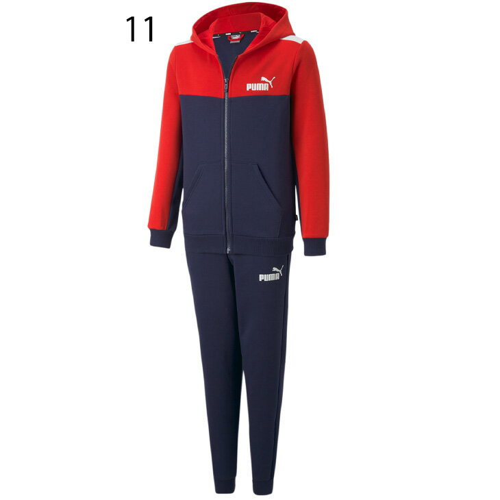 送料無料 キッズ スウェット 上下セット 130-160cm 子供服/プーマ PUMA フーディジャケット ロングパンツ 上下組/スポーツウェア 子ども スエジャー セットアップ 運動 トレーニング デイリー/672657