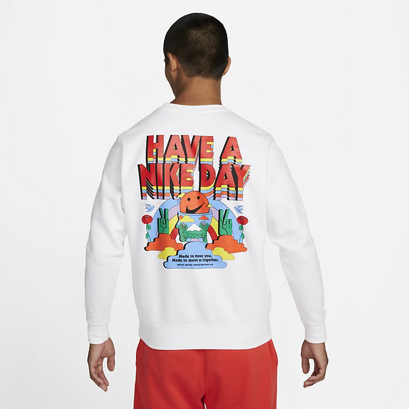送料無料 トレーナー 長袖 スウェットシャツ メンズ/ナイキ NIKE スポーツカジュアル ウェア 裏起毛 保温 クルーネック 白 ホワイト 男性 秋冬 トップス/DX6515-100のサムネイル