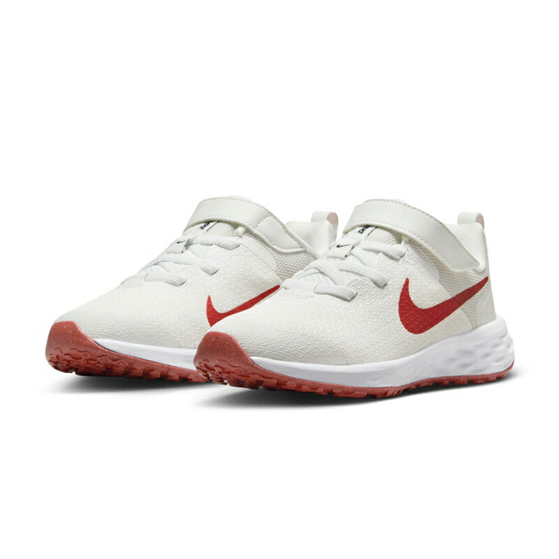 送料無料 ナイキ キッズ ジュニア スニーカー NIKE レボリューション6 PSV 子供靴 16.5-22.0cm 子ども スポーツ カジュアル シューズ ホワイト レッド 白 赤 男の子 女の子 小学生 通学 ベルクロ 運動靴 くつ/DD1095-102のサムネイル