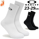 オークリー 靴下 2足組 メンズ OAKLEY 2P ソックス レギュラー丈 ブラック 黒 ホワイト 白 スポーツ トレーニング フィットネス 運動 通学 スクール 普段使い くつした/FOS901563