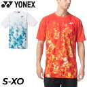 ヨネックス YONEX メンズ ドライTシャツ 半袖 バドミントン 硬式・軟式テニス ソフトテニス 半袖シャツ 吸汗 速乾 メンズウェア 男性用 練習着 バドミントンシャツ 白 赤 プリントT ブランド スポーツアパレル/16634