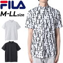 送料無料 フィラゴルフ 半袖シャツ メンズ ゴルフウェアFILA GOLF モックネックシャツ 総柄プリント 防透加工 ゴルフシャツ 男性 紳士用 トップス メ...