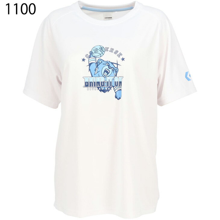 コンバース 半袖 Tシャツ レディース CONVERSE バスケットボールウエア ガールズ プリントT スポーツウェア 吸汗速乾 女性 女子 トップス バスケシャツ 半袖シャツ トレーニング 練習着 部活 ブランド アパレル/CB351352 2