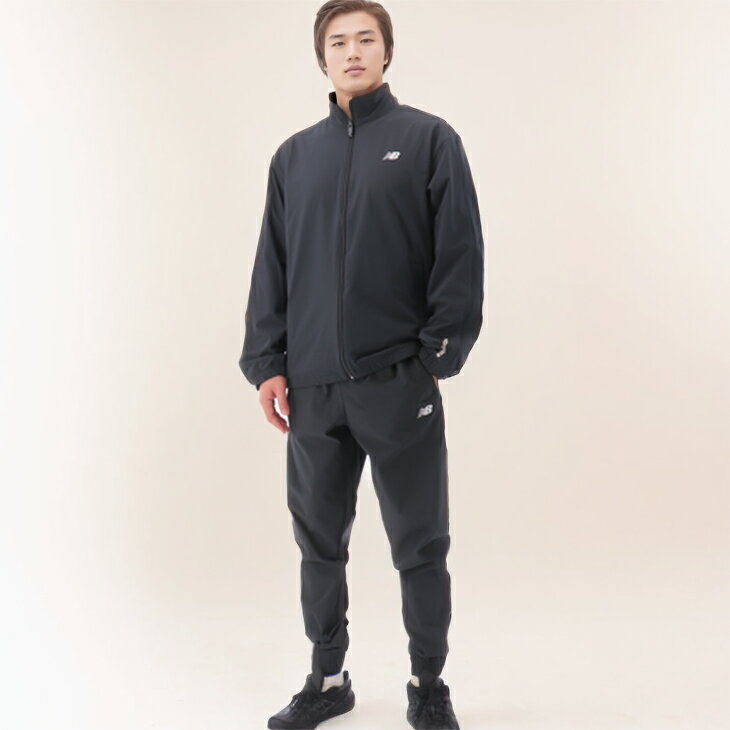 送料無料 ニューバランス ウィンドブレーカー メンズ 上下 Newbalance ウーブン 長袖ジャケット ジョガー ロングパンツ セットアップ 吸汗速乾 トレーニング スポーツウェア 上下組 男性用 ウィンド上下 春夏 ブランド アパレル 大谷翔平選手/AMJ51504-AMP51205-BK