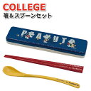 コンビセット スヌーピー COLLEGE お箸&スプーンセット かわいい カトラリーセット 女子 男子 大人 子供 高校生 中学生 小学生 お弁当 給食 カトラリー