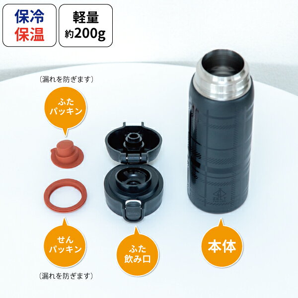 水筒 ツェルトレジャーヴァック ワンタッチボトル 480ml 軽量 保冷 保温 おしゃれ ...