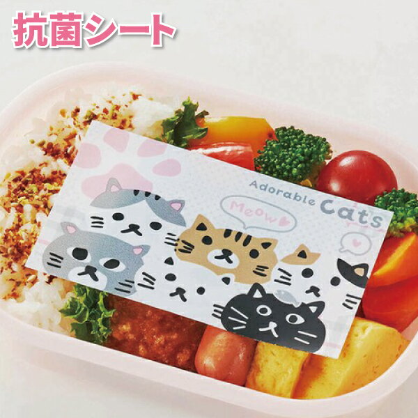抗菌シート ネコのあつまり 30枚入 かわいい お弁当シート 女子 男子 大人 子供 高校生 中学生 小学生 幼稚園 保育園 女の子 お弁当 遠足 猫 抗菌フィルムのサムネイル