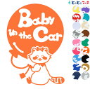 ポイント5倍!【Baby in the car】 アライグマ 風船 リボン 動物 ステッカー 窓ガラス用シールタイプ 車 マグネットタイプも選べる★ 子供が乗っ...