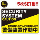 P2倍!【5枚セット】【防犯ステッカー警備装置作動中】【Lサイズ】【家 事務所 建物タイプ】ダミー アラームタイプ 耐水 簡易 security 防犯グッズ 防犯対策　泥棒・空き巣対策 「防犯システム(防犯カメラ)作動中」 大きいサイズ 防犯シール