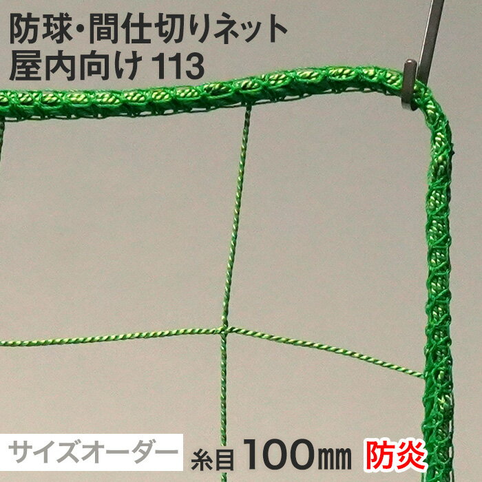 【ネット 網】【オーダー1,337円～】【防炎】防球・間仕切りネット 屋内向け 113番 網目100mm 糸の太さ..