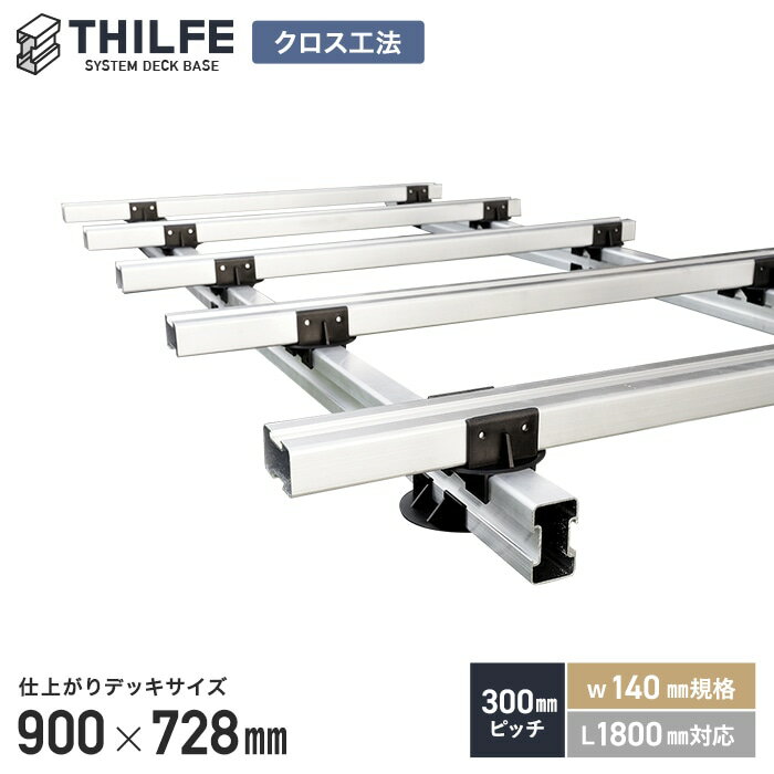 【ウッドデッキ】部材【クロス工法】 【300ピッチ W140規格 L1800対応】 THILFE 根太セット 900×728mm_..