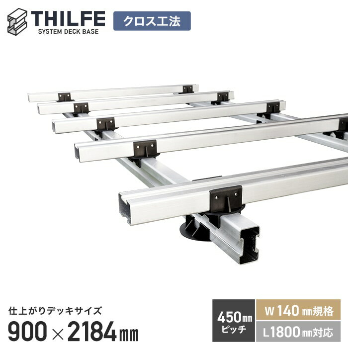 【ウッドデッキ 部材】【クロス工法】【450ピッチ W140規格 L1800対応】 THILFE 根太セット 900×2184mm..