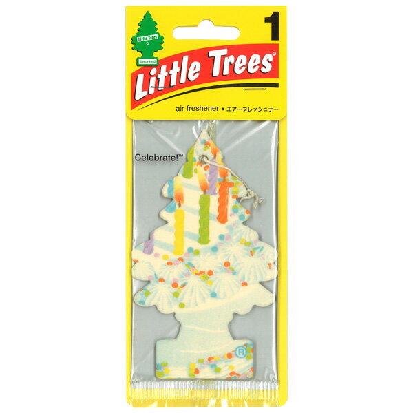 【5枚でメール便無料】リトルツリー セレブレイト　Little Trees Celebrate 芳香剤 エアフレッシュナー 車 吊り下げ カーフレッシュナー 甘い ケーキ バニラ スイーツ クリーム お祝い 誕生日 クリスマス 総柄 フレグランス AirFreshener CarFreshener
