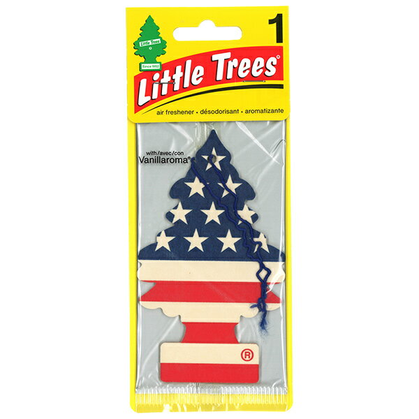 【5枚でメール便無料】リトルツリー アメリカ（バニラプライド）　Little Trees Vanilla Pride 芳香剤 エアフレッシュナー 車 吊り下げ カーフレッシュナー 甘い バニラ スイーツ 国旗 星条旗 アメリカ 旗 総柄 定番 人気 アロマ フレグランス AirFreshener CarFreshener