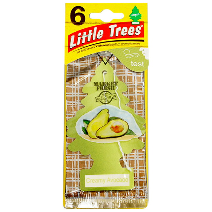 リトルツリー 6枚組 クリーミーアボカド　Little Trees 6pac Creamy Avocado 芳香剤 エアフレッシュナー 車 吊り下げ カーフレッシュナー 野菜 果実 森のバター 濃厚 グリーン ベジタブル サラダ アロマ フレグランス 廃盤 AirFreshener CarFreshener