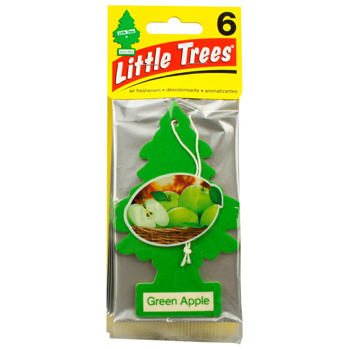 リトルツリー 6枚組 グリーンアップル　Little Trees 6pac Green Apple 芳香剤 エアフレッシュナー 車 吊り下げ カー…