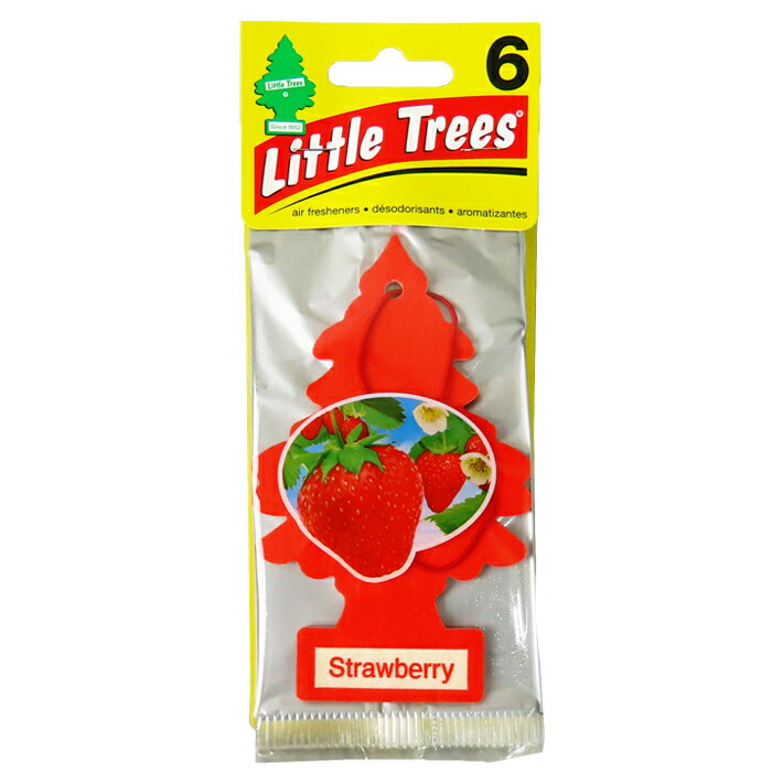 リトルツリー 6枚組 ストロベリー　Little Trees 6pac Strawberry 芳香剤 エアフレッシュナー 車 吊り下げ カーフレッシュナー 甘い フルーツ 果物 果実 苺 いちご フルーティ ベリー スイーツ アロマ フレグランス AirFreshener CarFreshener