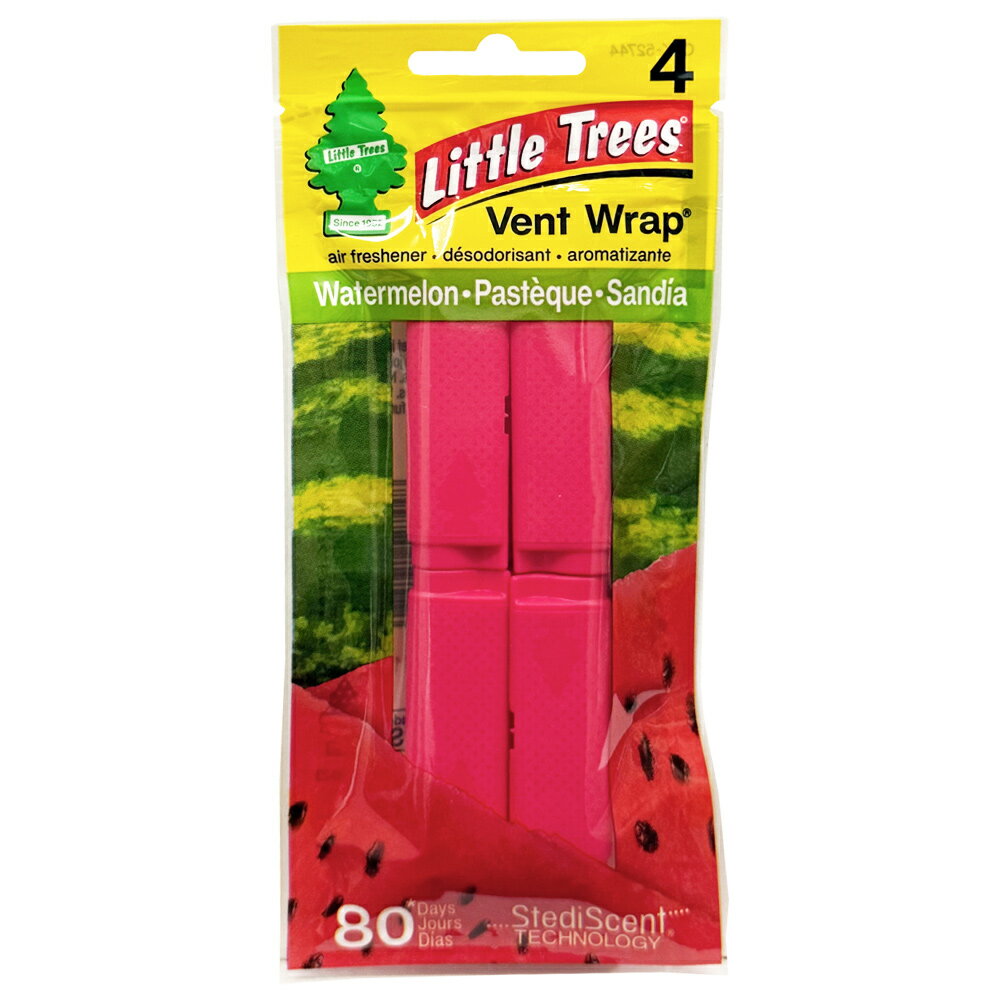 リトルツリー ヴェントラップ ウォーターメロン 芳香剤 自動車 エアコン 送風口 クリップ 手軽 取付 シンプル アロマ フレグランス 香り 芳香 癒し 車 車載 車用 吹き出し口 トラック LittleTrees Vent Wrap Watermelon【6点までメール便OK】
