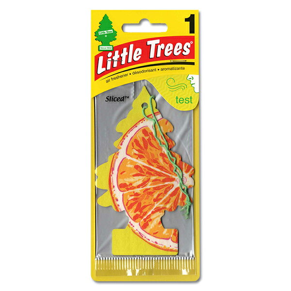 【5枚でメール便無料】リトルツリー スライス　Little Trees Sliced 芳香剤 エアフレッシュナー 車 吊り下げ カーフレッシュナー フレッシュ スパークリング フルーツ 果物 柑橘系 総柄 アロマ フレグランス AirFreshener CarFreshener