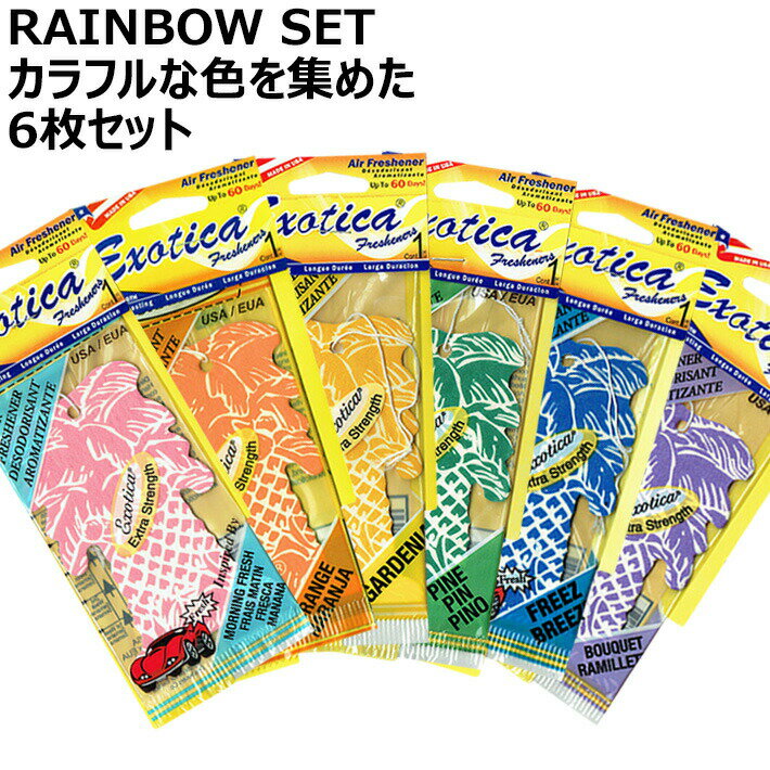 【1000円ポッキリ】【 メール便 送料無料 】 レインボーカラー お得な 6枚セット エキゾチカ パームツリー エアフレ…